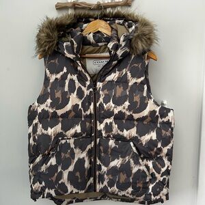 Coach leopard puffer vest